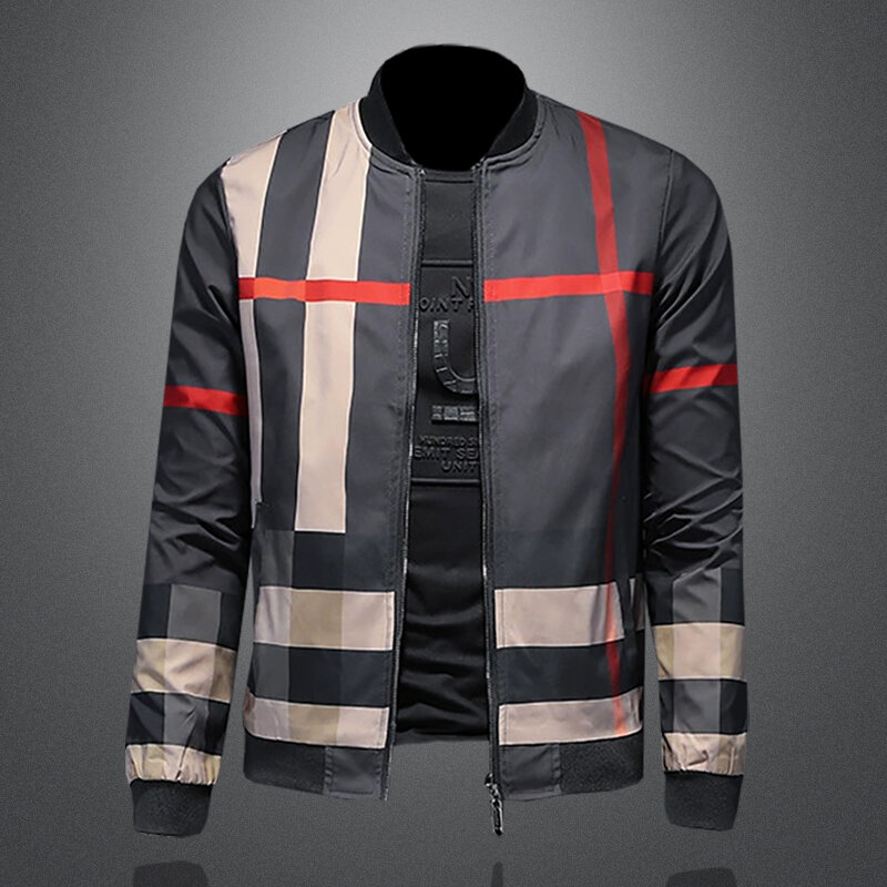 Luxury brand slim fit color matching high-quality fabric boutique men's jacket round neck baseball Jacket spring new style