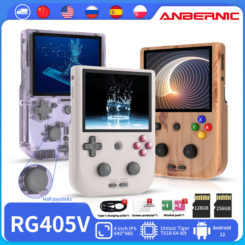ANBERNIC-RG405Vポータブルビデオゲームコンソール,レトロプレーヤー,4インチips HDタッチスクリーン,Android 12システム,t618,64ビット,wifi