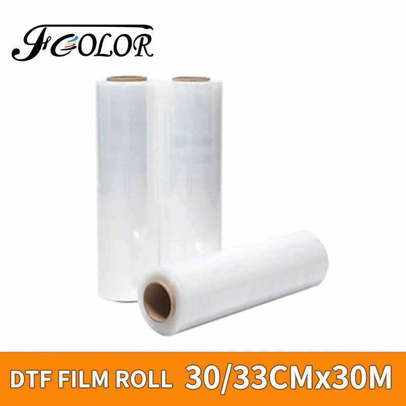 DTF PET Film Roll para T-shirt, design DIY, transferência de calor, único lado, lustroso, peeling frio, filme de impressão, 30, 33cm x 30m