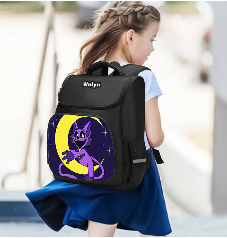 Mochila-mochila de criança cartoon, mochila escolar com compartimento multi e durável, para menino e menina