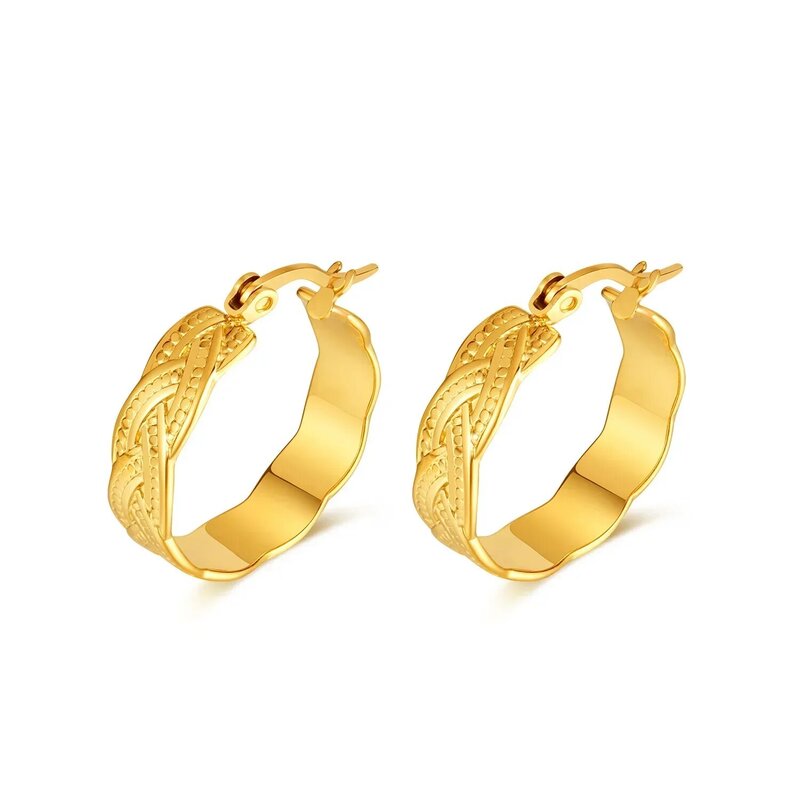 TE10 anting-anting lingkaran besar wanita, aksesori perhiasan anting-anting Hoop lingkaran kecil warna emas trendi baja tahan karat