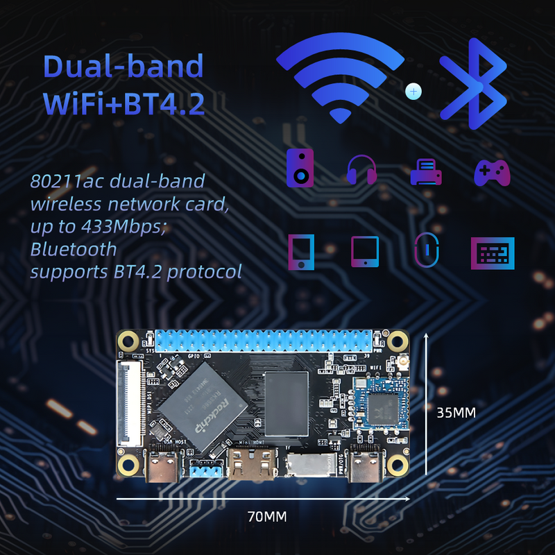 Computador de placa única com Wi-Fi duplo, BT4.2, 40 Pin Run, Android 11, Ubuntu, MIPI, CSI, DSI, RK3566, placa-mãe para Rasperry 5