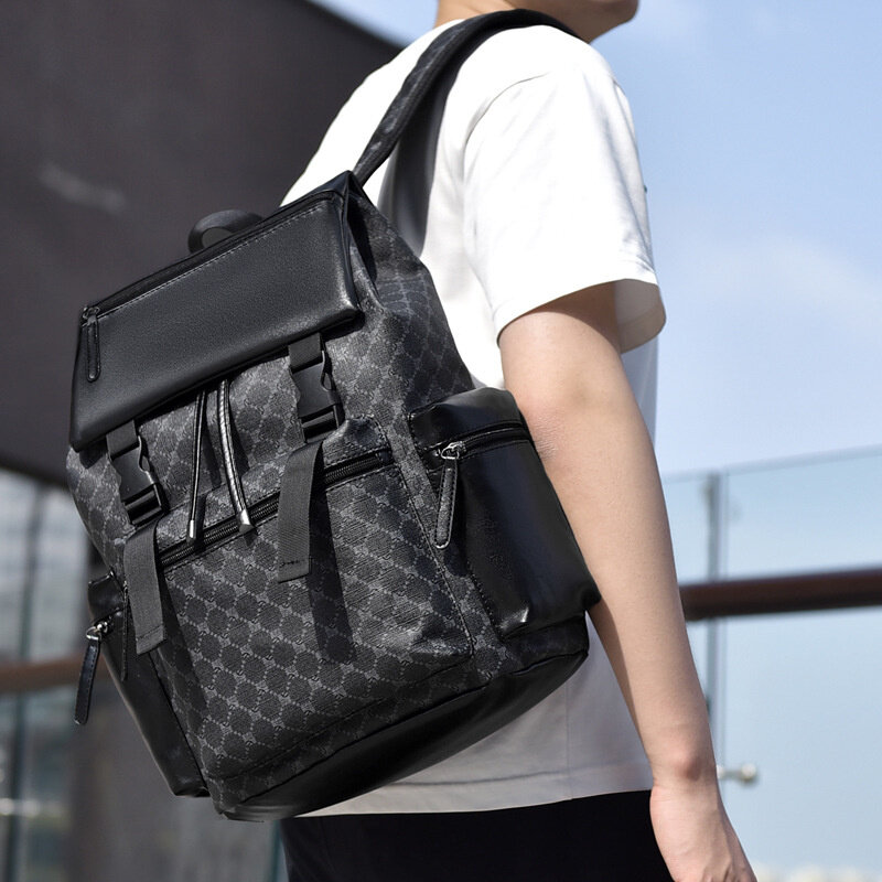Luxury Business Men's Backpack Large Capacity Leather Travel Backpack Casual Student School Backpack Waterproof Man Laptop Bag
