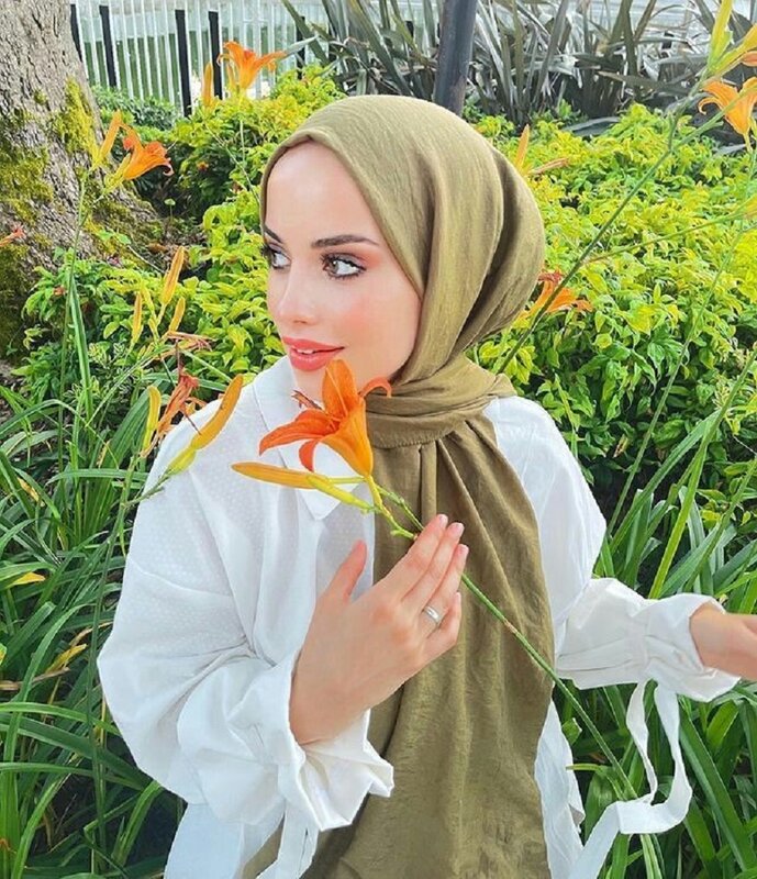 Écharpe Hijab en Mousseline de Soie et Velours pour Femme, Châle Uni Doux de Luxe, Hijabs Musulmans, Turban Chic pour Ramadan