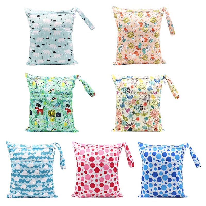 30x36cm Fashion Print Baby Diaper Storage Bag Reusable Washable Travel Nappy Waterproof Wet Dry Cloth Dropship