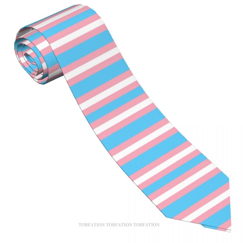 Transgender Pride Flag Classic uomo stampato poliestere 8cm larghezza cravatta Cosplay accessorio per feste
