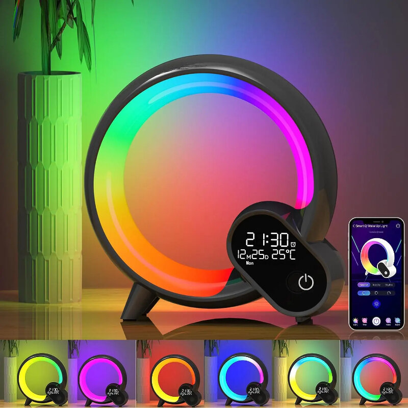 Smart App Wake Up Led Night Light Bluetooth Speaker Afstandsbediening Wekker Kinderkamer Bedlampje Vakantie Cadeau