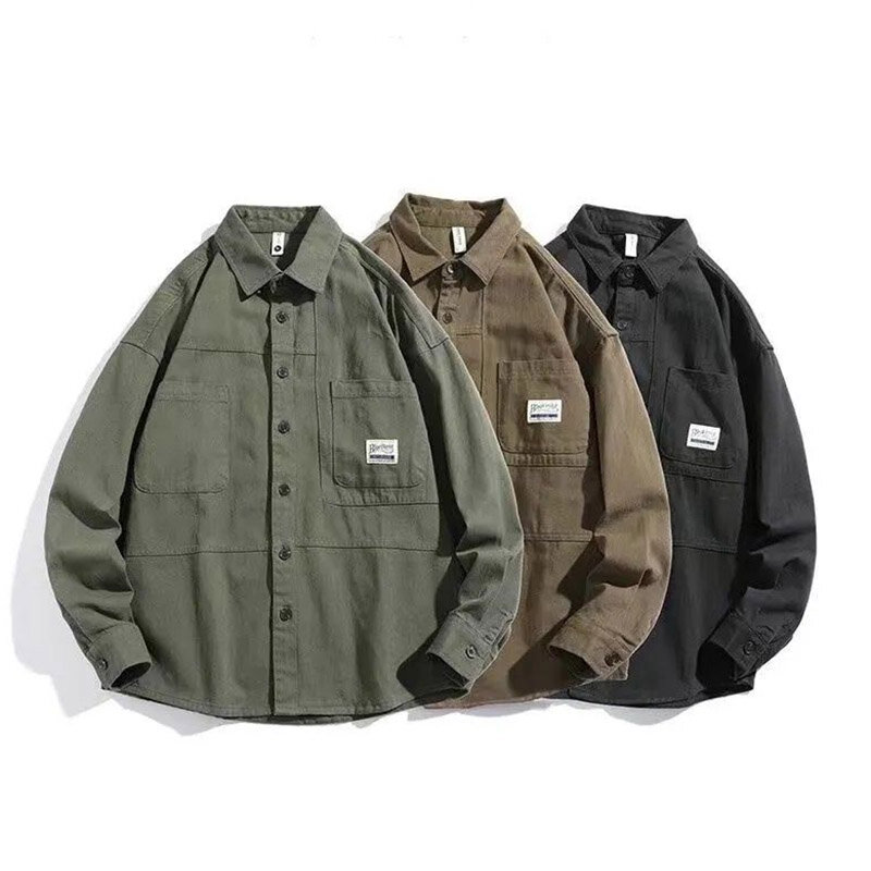 Pure Cotton New Workwear Shirt For Men Spring And Autumn Regular Coat Shirt Loose Long Sleeved Autumn And Winter Cardigan Jacket