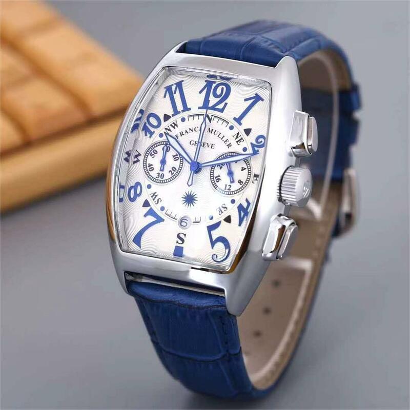 Franck Muller-Homens impermeáveis quartzo relógios de pulso, Tonneau relógios, relógios desportivos, artigos de luxo, frete grátis, moda