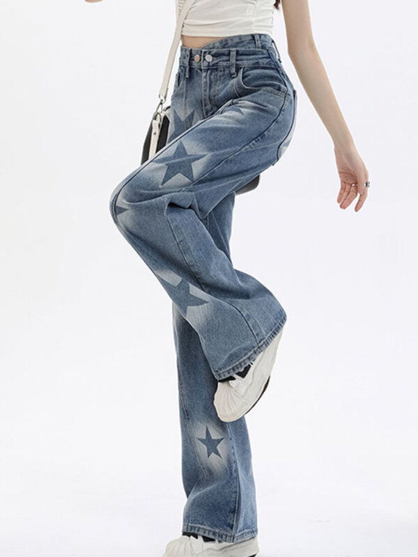 Jeans Women Niche Design Pattern Youthful Vitality Trouser Trendy Streetwear Students Advanced Leisure All-match Gentle Chic Ins
