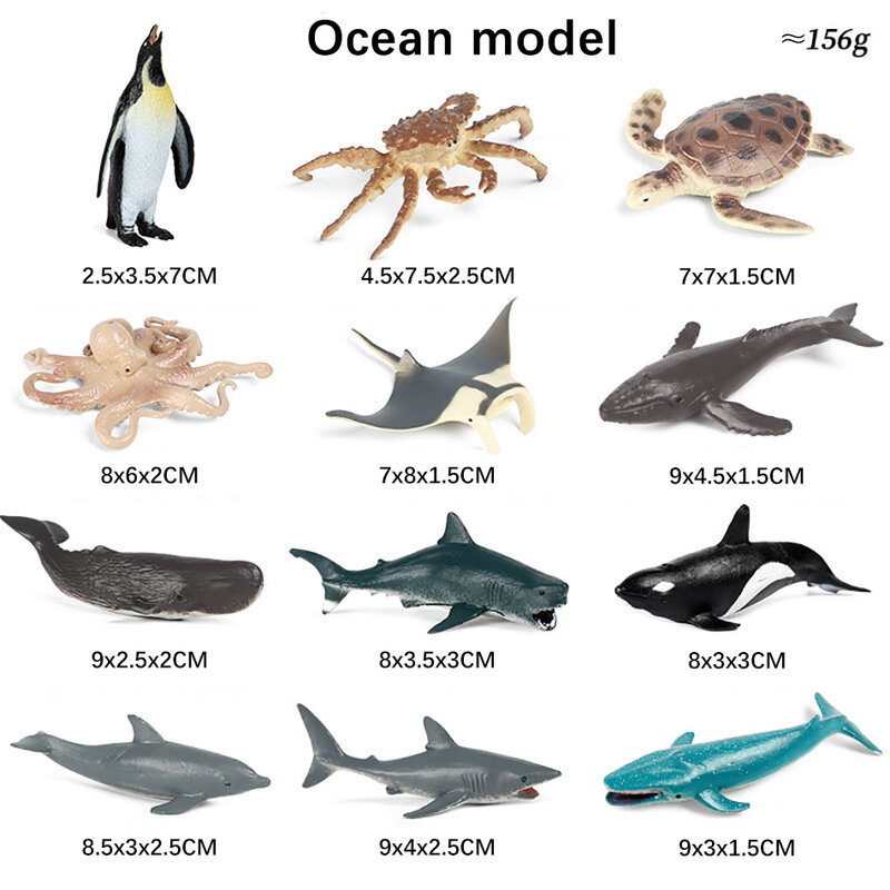 幼児教育シミュレーション潜水艦動物モデルおもちゃ、素晴らしい白いサメ、巨大な歯ブラシ、虎、青のクジラ、子供の早期教育