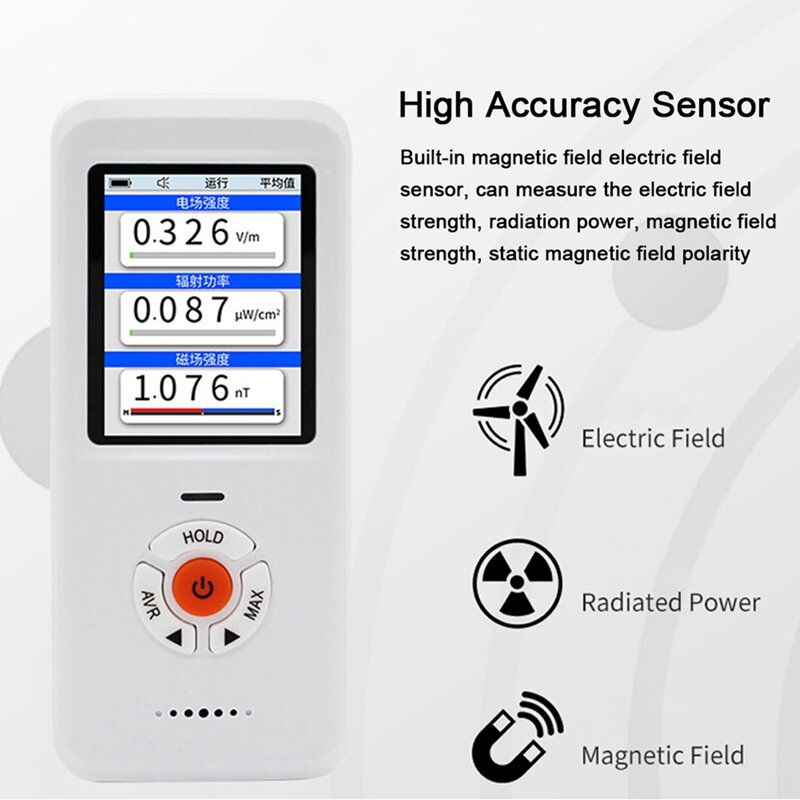 Detector de radiación electromagnética portátil de mano, pantalla Digital TFT 2,0 a Color, Detector radiactivo multifuncional