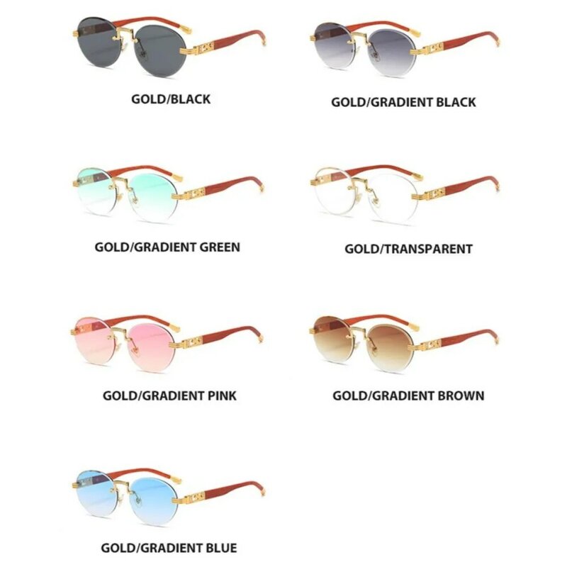 Vintage Round Punk Rimless Sunglasses Men Women Luxury Brand Diamond Leopard Frameless Sun Glasses Eyewear Shades UV400 Goggles