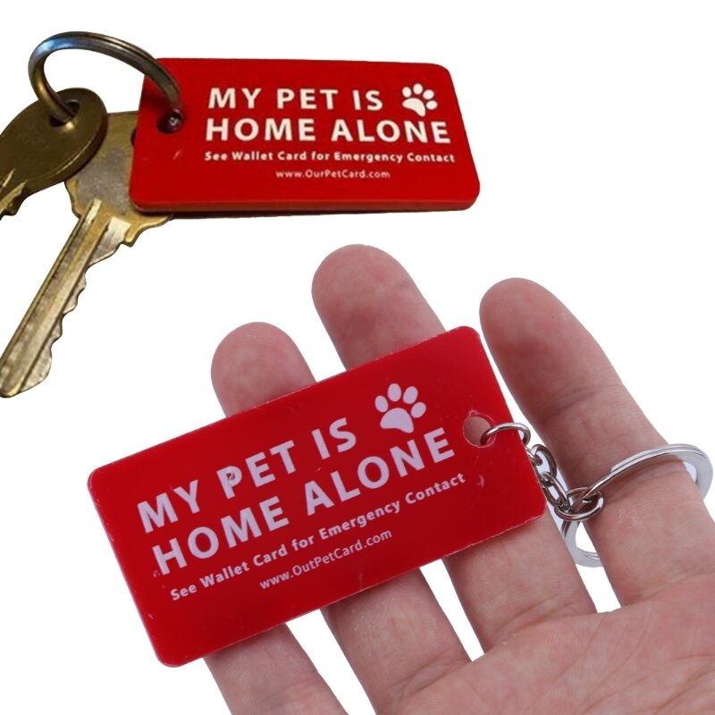 Y1UB Thẻ ví khẩn cấp cho thú cưng có thể ghi Thú cưng ở nhà một mình Thẻ cảnh báo Móc khóa
