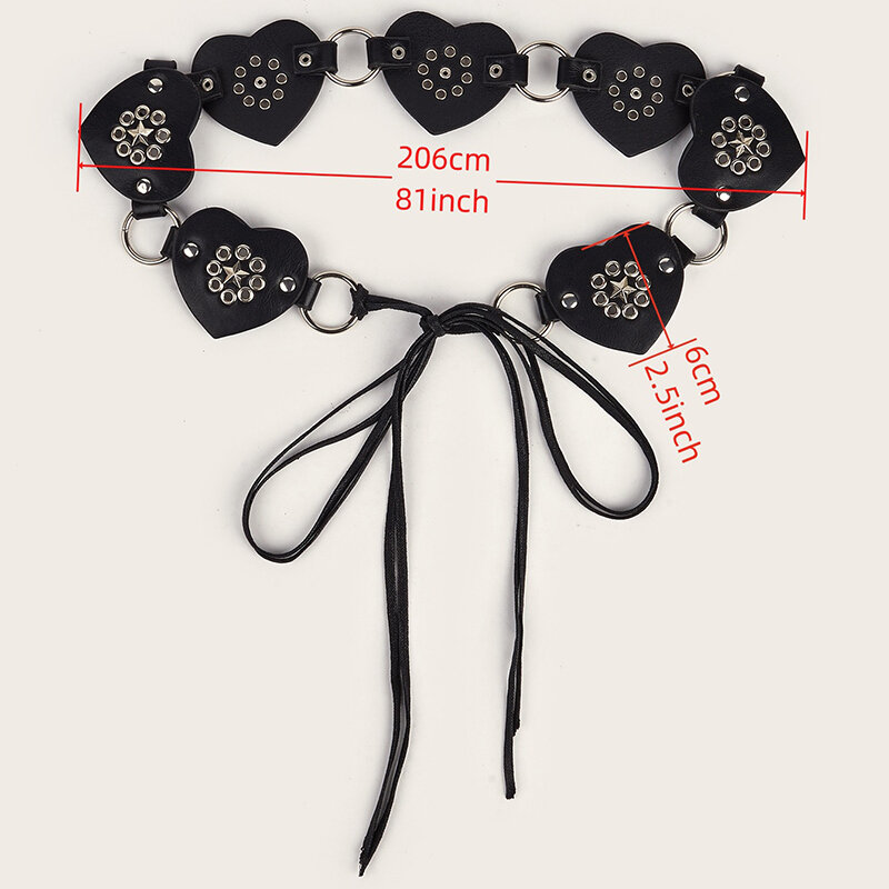 Fashion Heart Rivet Waist Strap For Women Girls Retro Jeans Dress Trouser Decoration Waistband Clothing Accessories Gifts