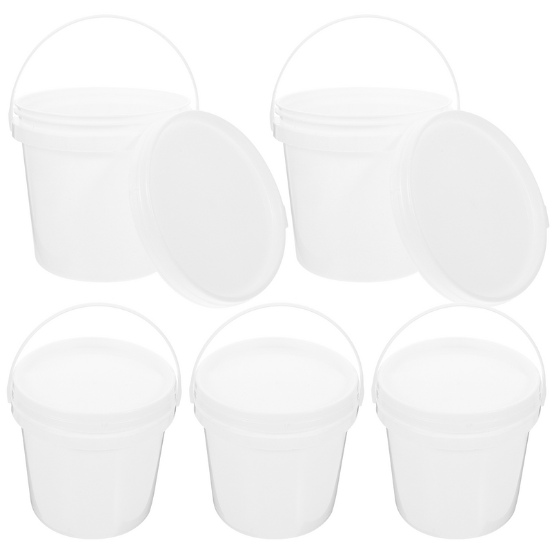 5 Pcs Plastic Barrel Thickened Bucket Portable Bathtub Water for Dormitory with Lid Paint
