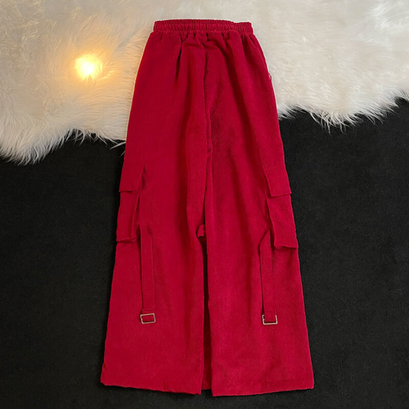 Pantaloni Cargo uomo Streetwear moda popolare nastri stile americano cerniera Slouchy primavera autunno adolescenti pantaloni verticali bello