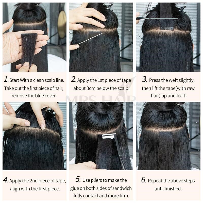 Extensions de Cheveux Humains Crépus Lisses, Yaki Clair, Bande Ins Remy, Trame, Sans Couture, Injecté, 20 Pièces