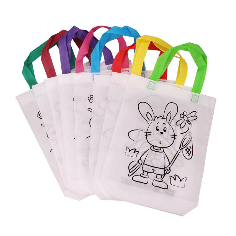 DIY Graffiti Bag with Markers Handmade Painting Non-Woven Bag for Children Arts Crafts Color Filling Drawing Toys