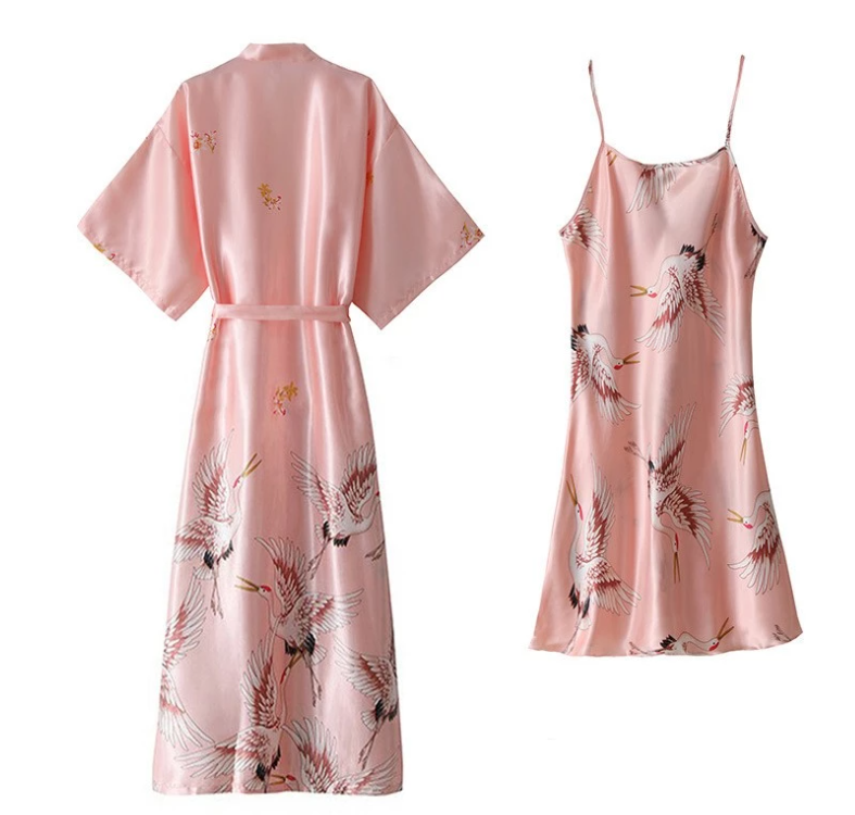 Пикантная ночная рубашка женская пижама из 2 предметов Пижама с V-образным вырезом шелковая одежда для сна весенний женский костюм для сна халат домашняя неглиже домашняя одежда
