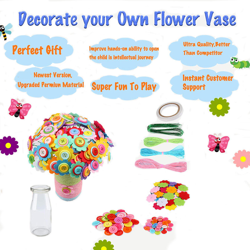 DIY Tombol Buket Buatan Tangan Hadiah Ruang Dekorasi Bunga Kerajinan Kit Kreatif Mainan Anak-anak Membuat Buket Anda Sendiri Seni Proyek Hadiah