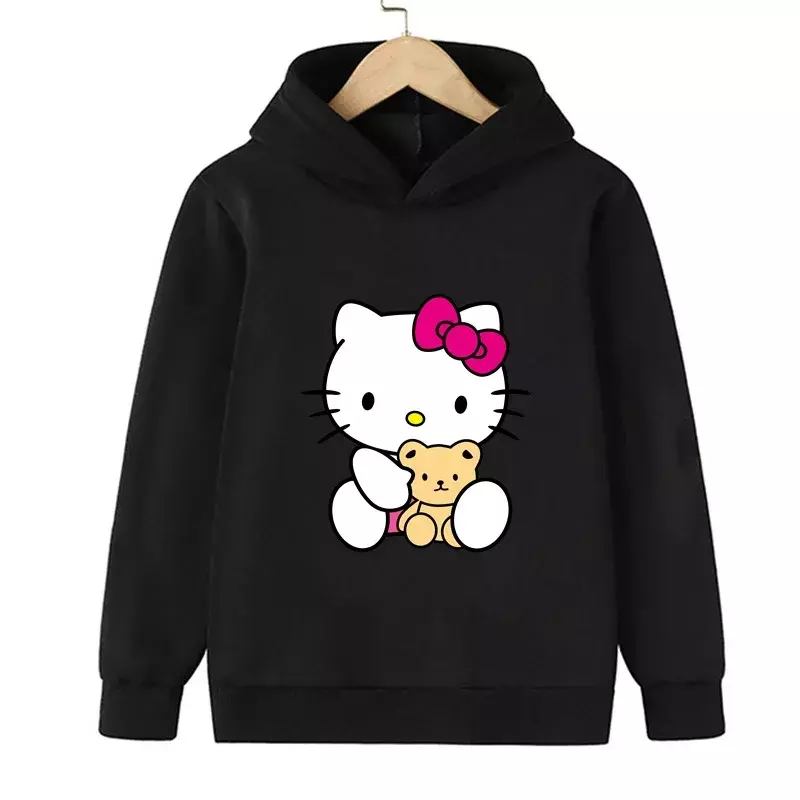 Nieuwe Hello Kitty Kawaii Kinderen Kostuum Lente Hoodie Kids Kleding Grappige Haruno Sakura Hoodies Voor Tienermeisjes Baby Sweatshirt