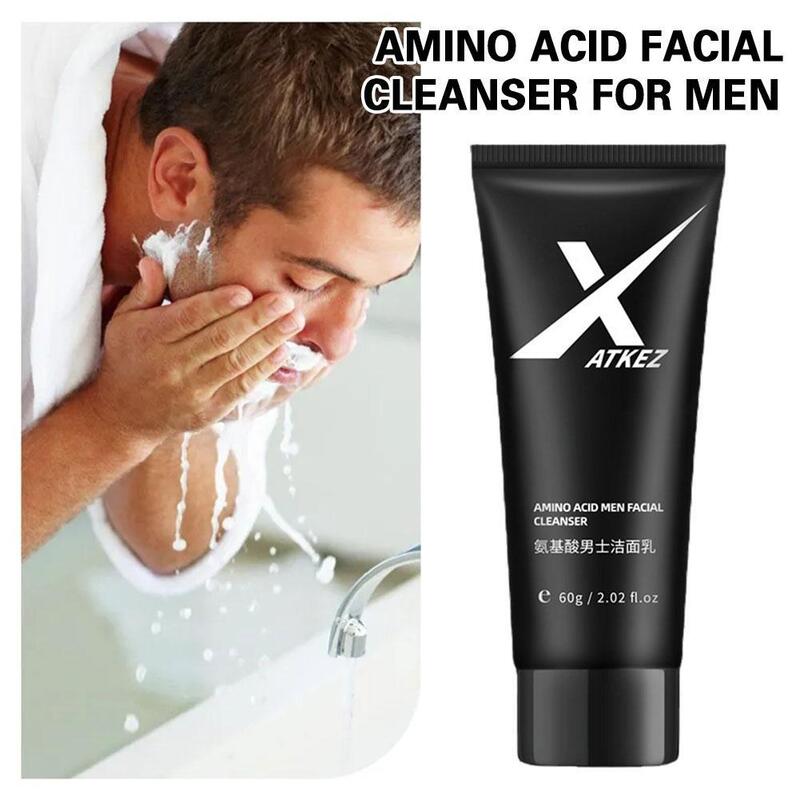 Detergente per il viso con aminoacidi da uomo per uomo detergente per il viso delicato quotidiano pulizia dei pori profondi controllo dell'olio detergente per la rimozione dell'acne 60g