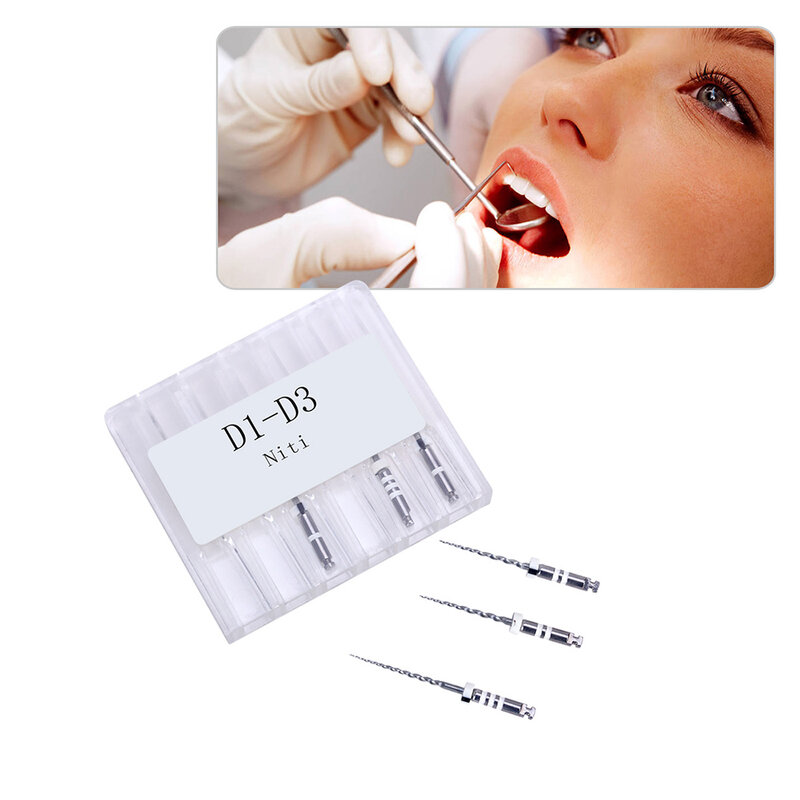 Azdent retratamento dental motor raiz canal niti arquivo D1-D3 remover o material de enchimento antes do canal re-moldar 6 pcs/box