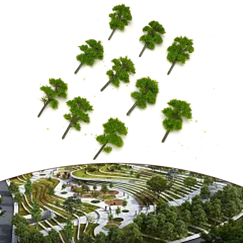 Modelo de árboles de 7/9cm para jardín, tren de juego de guerra, ferrocarril, paisaje arquitectónico, diseño de plástico, árbol en miniatura Artificial, 10 unidades