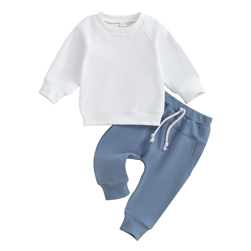 Toddler Baby Boy outfit felpa oversize tinta unita Top con pantaloni Jogger pantaloni autunno inverno pantaloni sportivi Set