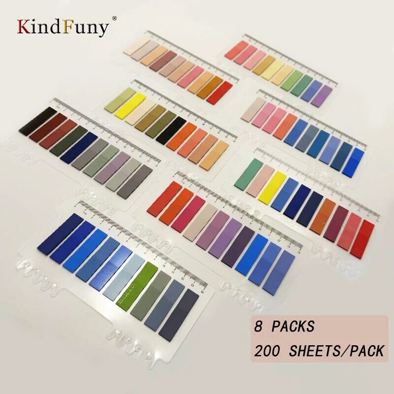 KindFuny-Bloc de notas adhesivas de papelería, marcador de notas, papel adhesivo, suministros escolares de oficina, 200 hojas
