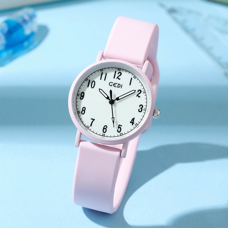 เด็กนาฬิกาสายซิลิโคนสีชมพูเด็กหญิงเด็กชายกันน้ำเด็กนักเรียนนาฬิกา36มม.นาฬิกาข้อมือควอตซ์นาฬิกาใหม่2023