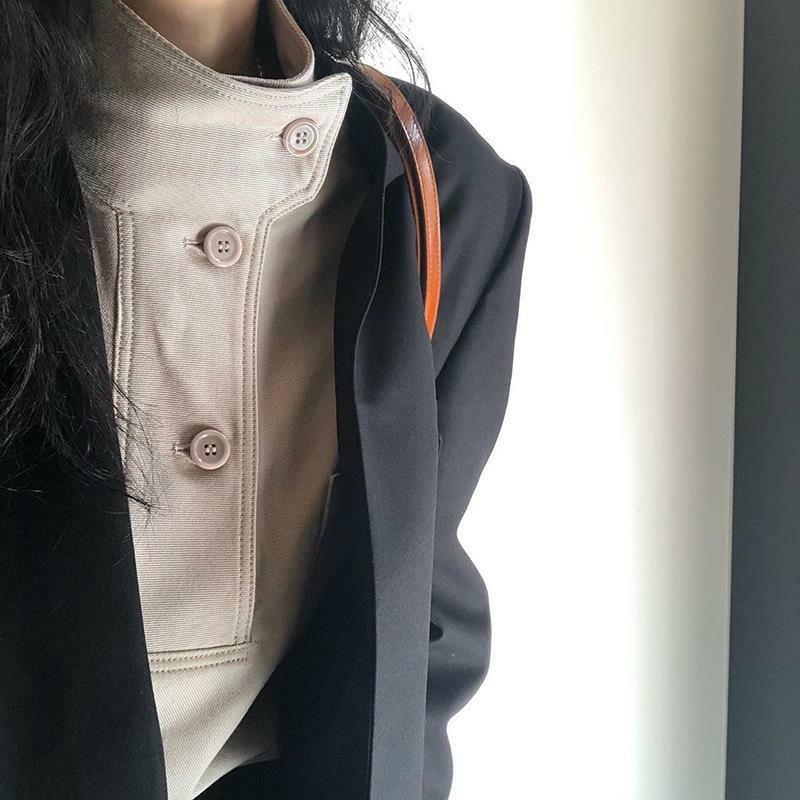 Рубашка женская с воротником-стойкой, однотонная Простая Офисная сорочка с длинными рукавами, универсальная модная мягкая просторная блуза в Корейском стиле для отдыха