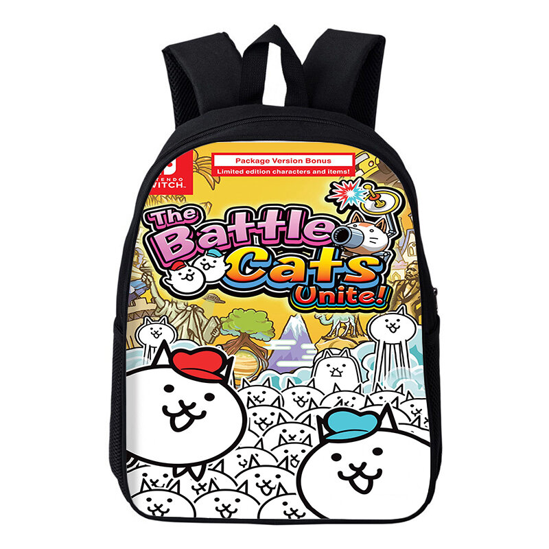 Mochilas escolares The Battle Cats para niños y niñas, bolsas ligeras para jardín de infantes, impermeables, 12 pulgadas