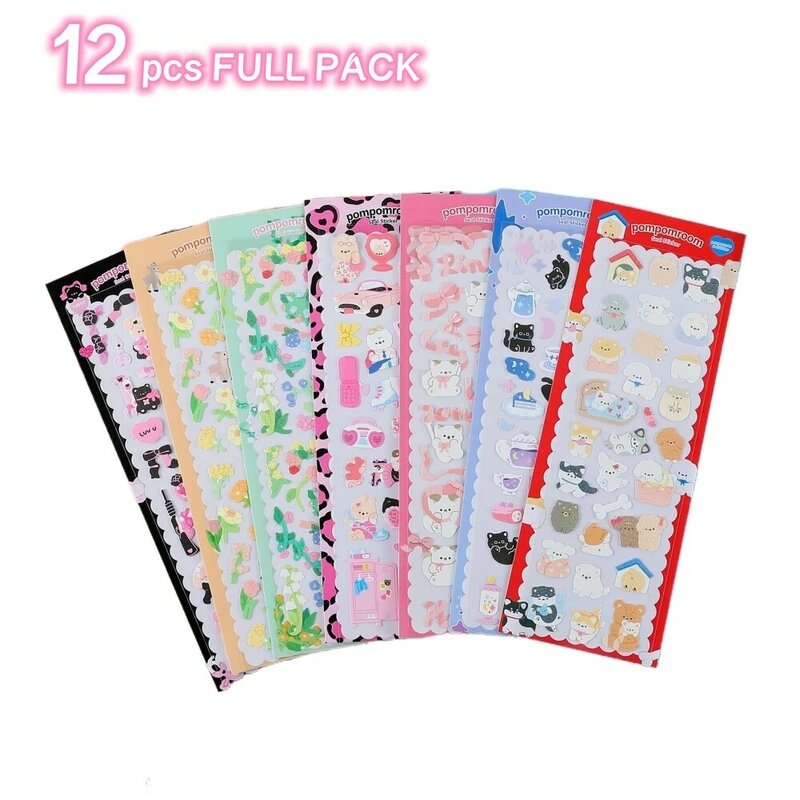 12pcs Lovely Circus Series Cute Korean Toploader Decoration Seal Stickers,3D Hologram Design,Kawaii Kpop portacarte Deco