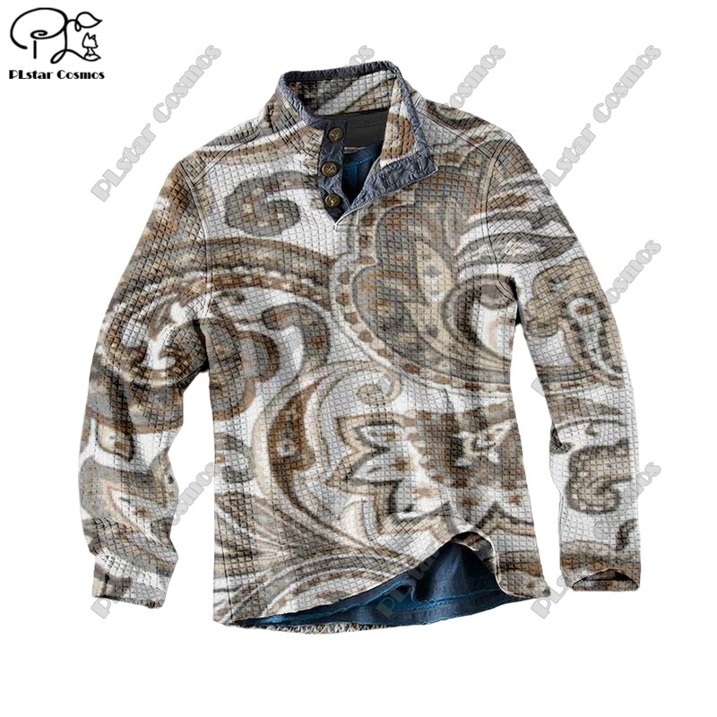 PLstar Cosmos-Jersey de cuello alto con estampado 3D para hombre y mujer, jersey con estampado tribal retro, cálido, informal, unisex, L-6 de invierno
