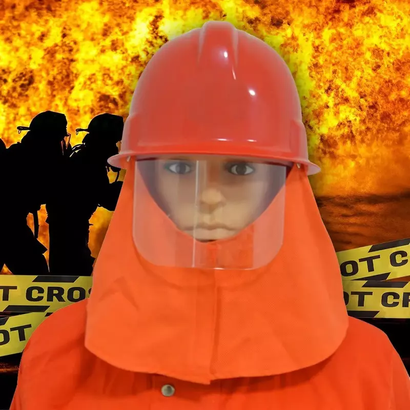 Casco de protección contra incendios, chal resistente al calor, máscara antiarañazos de PC, casco de seguridad de bombero, sombrero duro
