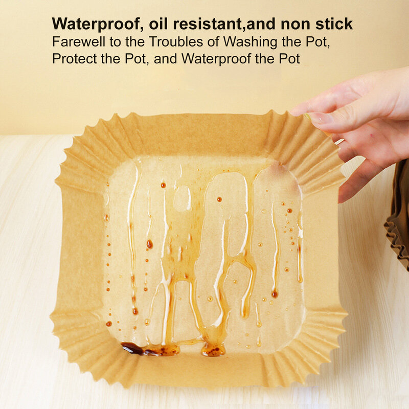 30 Pcs Air Fryer Disposable Parchment Paper Liner Oil-proof Paper Tray Non-Stick Baking Mat Air Fryer Accessories Square /Round