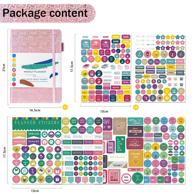 A5 Notebook Paper Diary Notebook With Elastic Strap And Journal Stickers