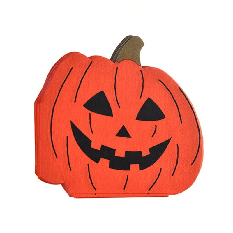 20Pcs Halloween Meja Hantu Penyihir Tengkorak Labu Serbet Kertas Tisu Decoupage Serbet Kertas untuk Halloween Perlengkapan Pesta
