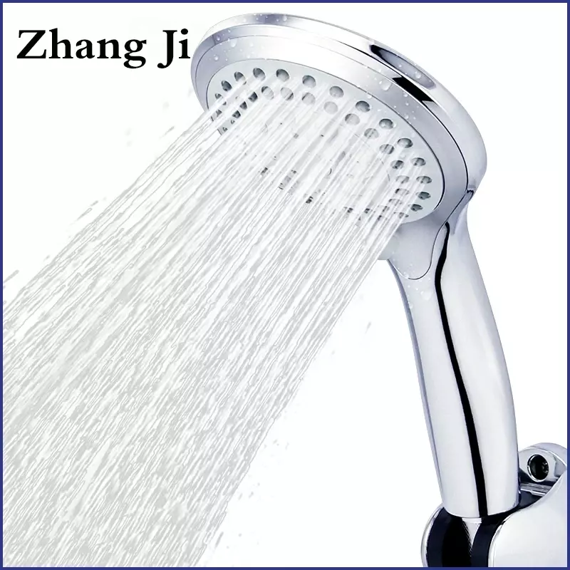 Zhangji salle de bain pomme de douche 5 Modes ABS plastique grand panneau rond Chrome tête de pluie économiseur d'eau conception classique