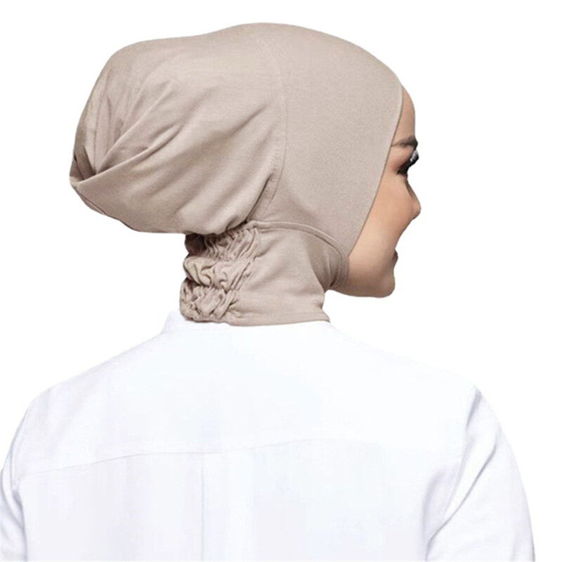 Gorro islámico para mujer, Hijab musulmán de Color sólido, Bandanas debajo de la bufanda, gorro interior suave, turbante de cobertura completa