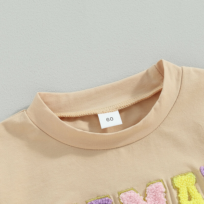 Carta infantil bordado macacão manga curta, macacão do bebê recém-nascido, sunsuit, roupas casuais de verão, colorido, novo