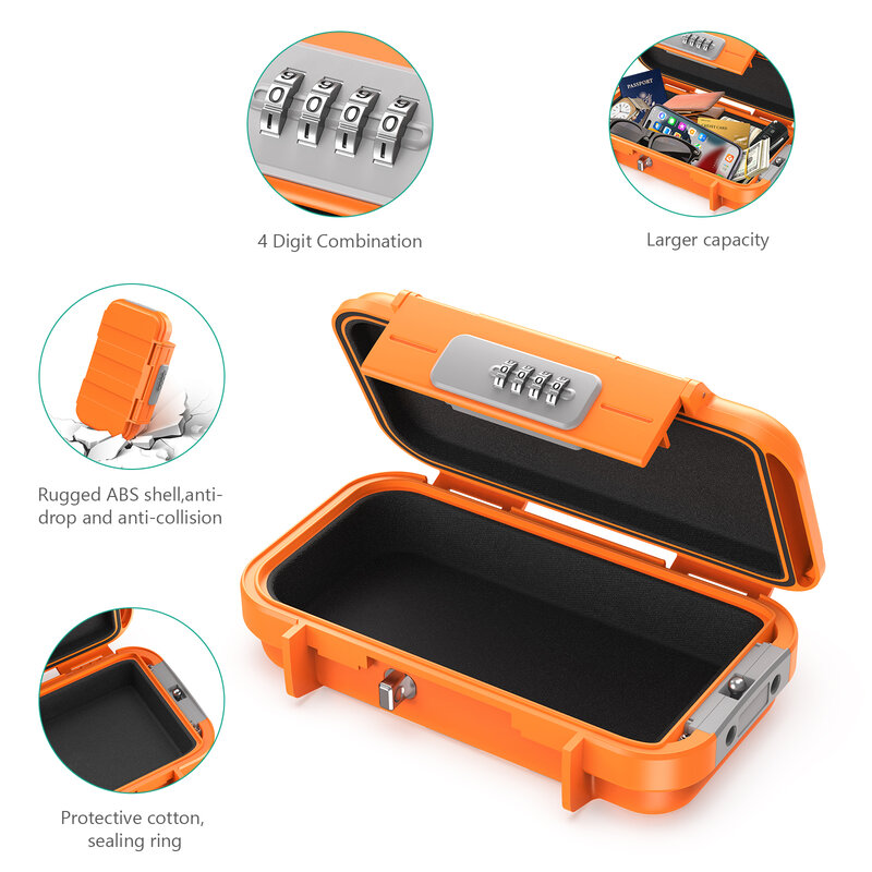 ORIA-Coffre-fort portable BLOActiv, boîtier de sécurité avec code, coffre-fort de voyage, boîte à clés de stockage de sécurité pour sports de plein air