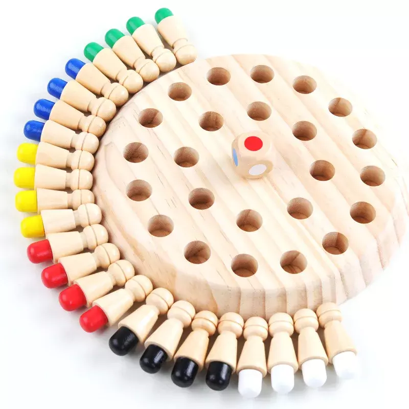 Jogo de xadrez de madeira Memory Match para crianças, Fun Block Board Game, habilidade cognitiva colorida, brinquedo educativo para crianças, jogo de festa
