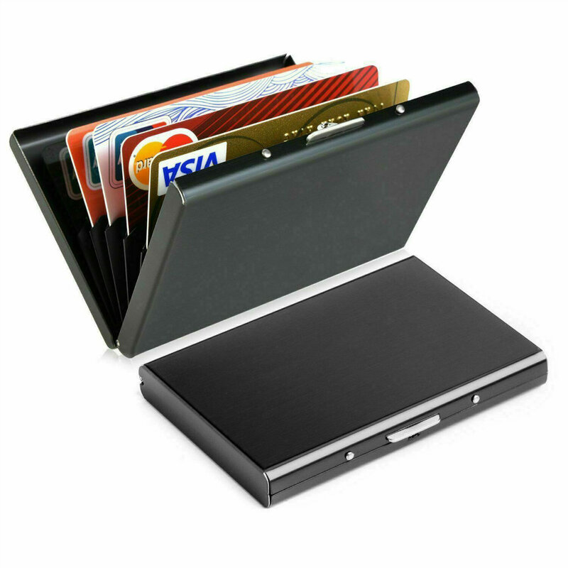 Tarjetero con bloqueo RFID para hombre, billetera delgada de Metal de aluminio, bolsa de dinero, tarjetero antiescaneo, funda delgada, billetera masculina pequeña, 1 unidad