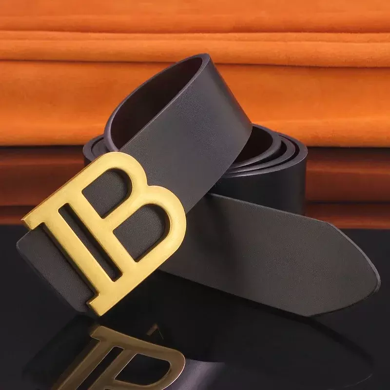 2024 New High Quality Letter Slide Buckle B Belts Men Brand Genuine Leather Designer Balck Waistband Male Casual Ceinture Homme