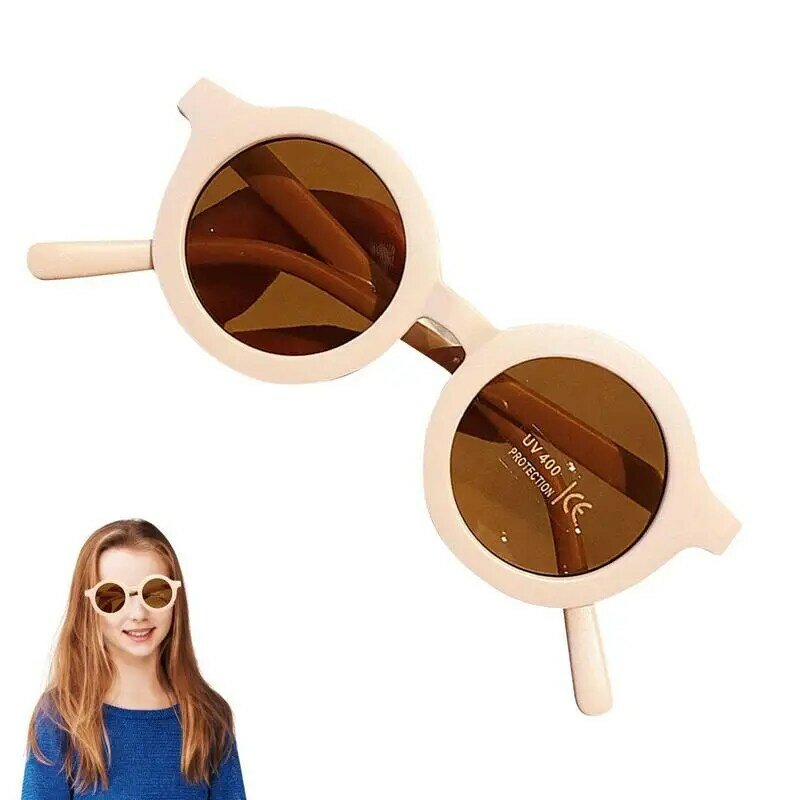 Sunglasses For Kids UV-Proof Round Sunglasses For Kids Sun Eyewear Streamlined Arc Design Integrated Nose Pads Thick Frame