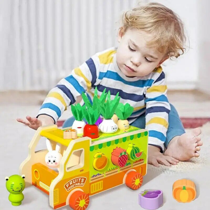 Holzform Spielzeug lernen sortieren und passen Spielzeug Obst und Gemüse Holzform Sortierer und Autos Spielzeug für Kleinkind lernen