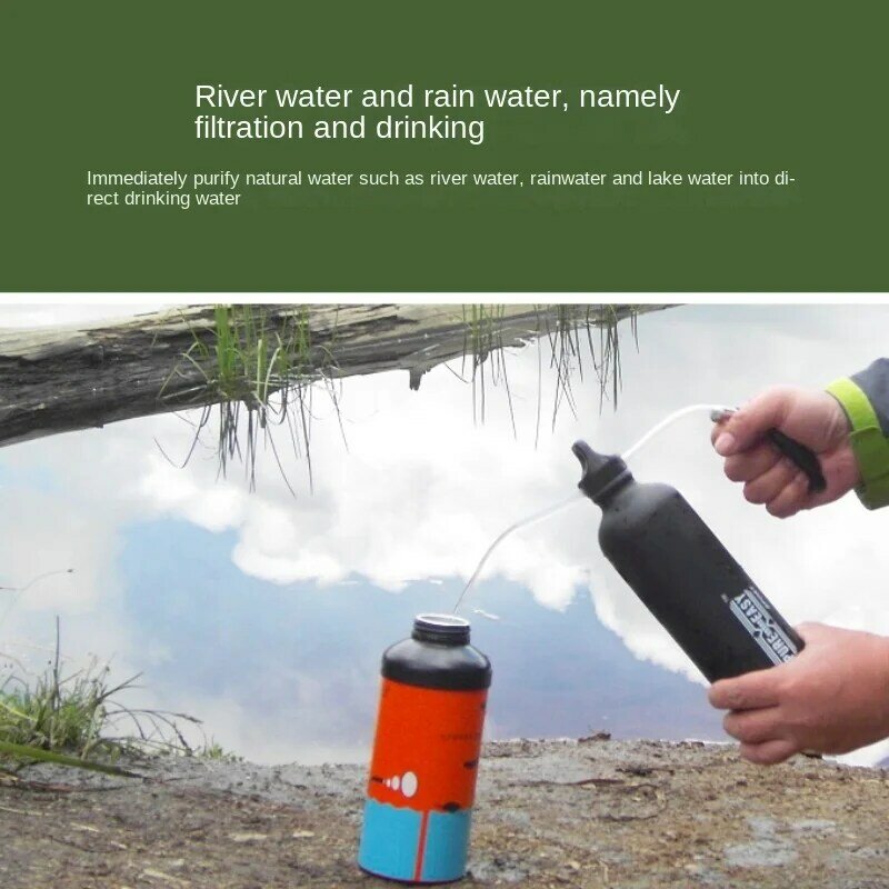 Alívio de emergência água purificação filtro chaleira, equipamento de acampamento ao ar livre portátil, esportes, purificador